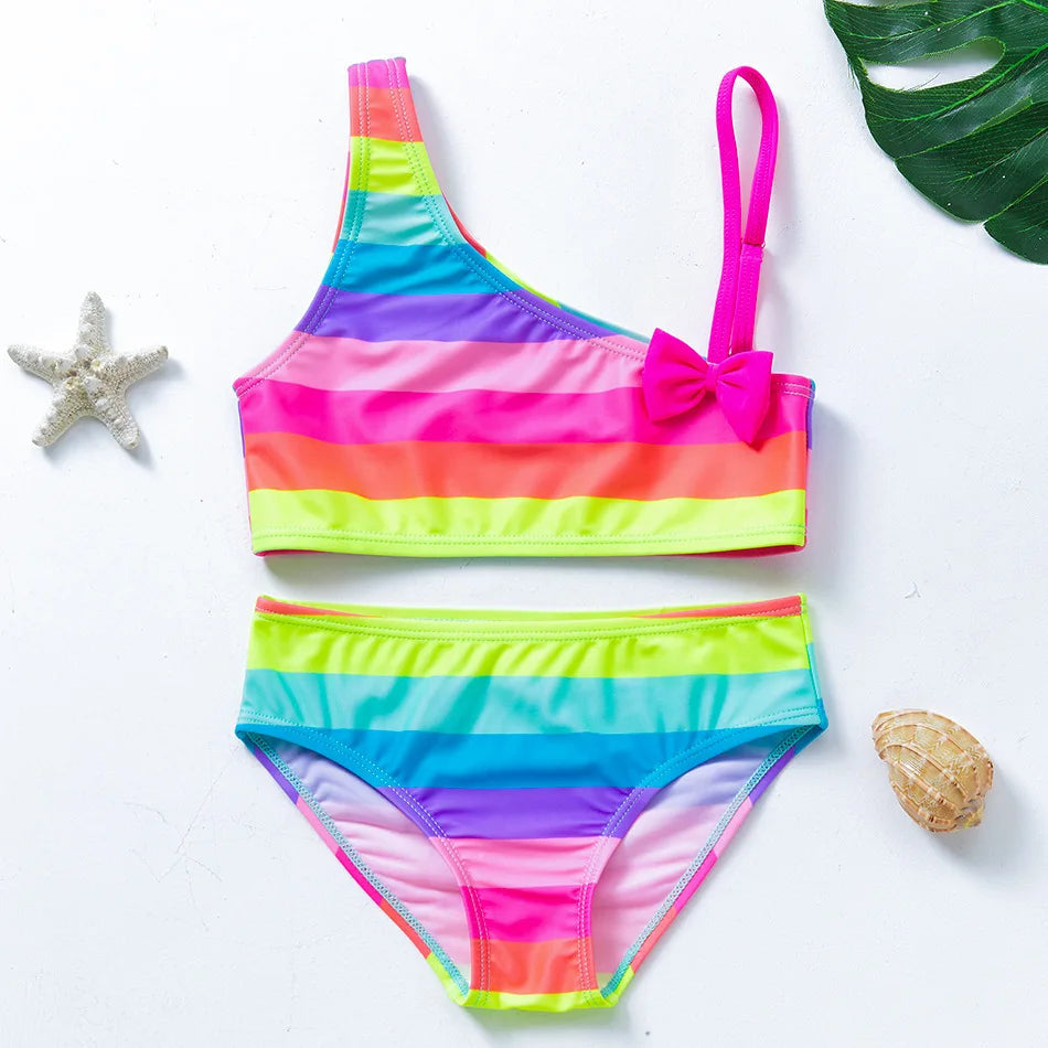 Flickor Tankini Baddräkt Sjöjungfruprint – Sommarstrandkläder | 3-12 år