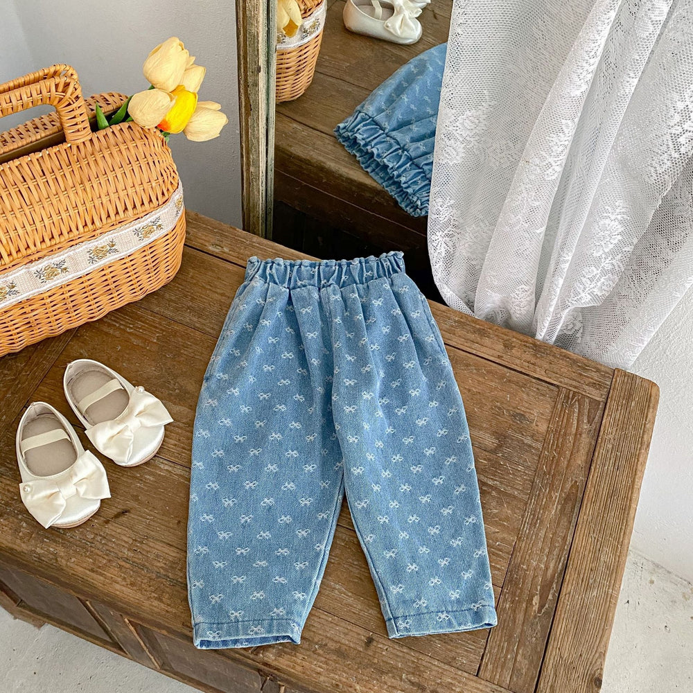 Jeans med Rosetter – Blossom Flicka, Blå, Bomull, Denim, 0–3 År