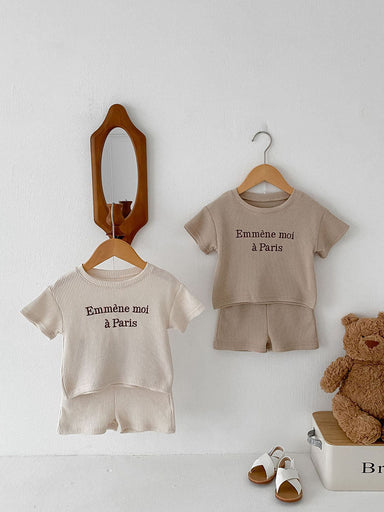Paris Petit Babyset – Mjuk Sommaroutfit i Ribbat Tyg med Fransk Touch – Unisex | Storlek 0–3 år | More for Mini