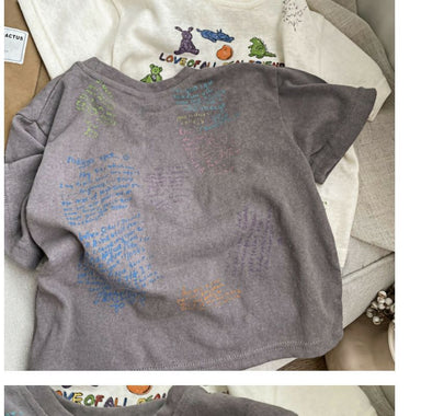 T-shirt – BestieVibes Unisex, Vit/Grå, Bomull, Storlek 0–6 år