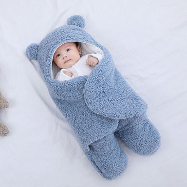 Omlottfilt med björnöron – Baby, Beige/Blå/Rosa/Vit, Fleece, Bomull