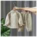 Set med Byxa och Tröja – Little Explorer Unisex, Beige/Grön, Bomull, Storlek 0–7 år