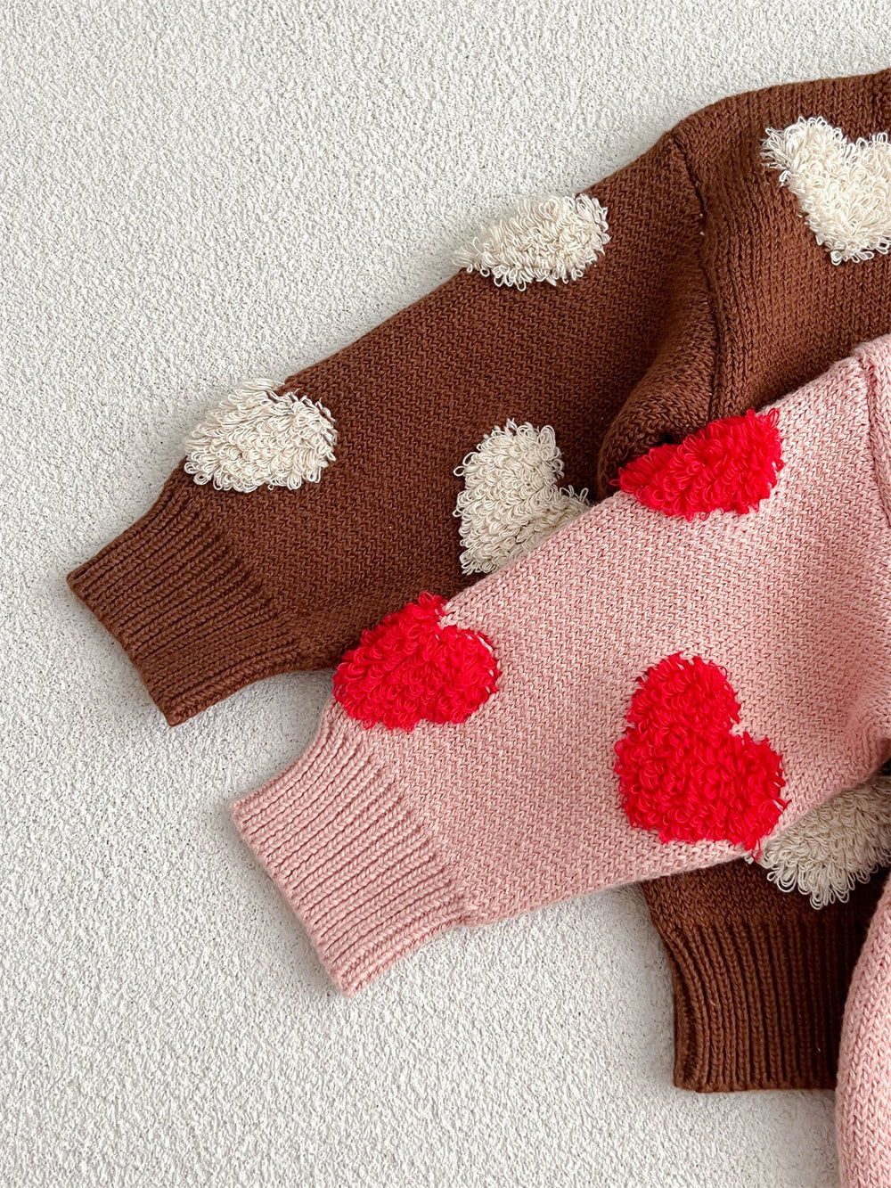 Stickad Tröja – Knitted Love Flicka, Rosa/Brun, Bomull, Storlek 0–3 år