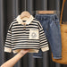 Set med Randig Tröja och Jeans – Astronaut Little Voyager Pojkar, Röd/Blå/Svart, Bomull, Storlek 0–5 år