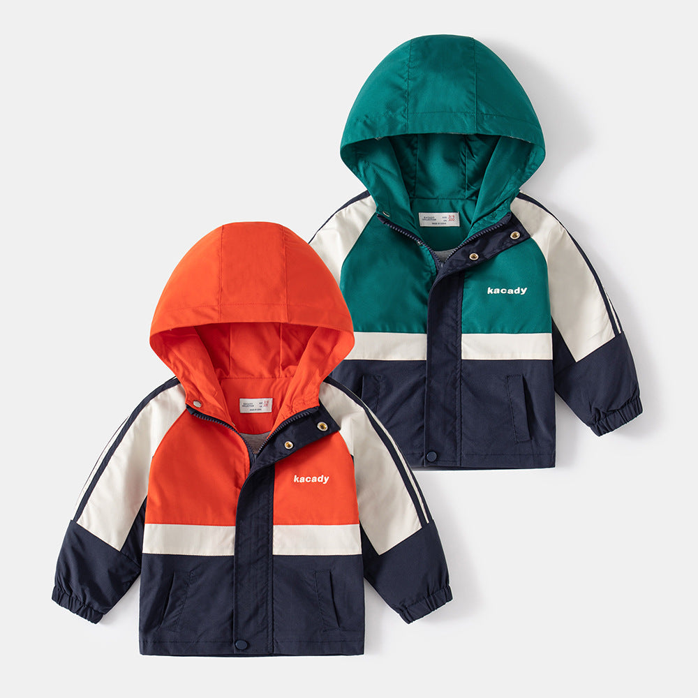 Regnjacka – Thim Pojkar, Grön/Orange/Blå, Polyester, Storlek 2–8 år