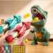 Dinosaurie Skjutspel Barn – T-Rex Ball Shooter med Foamblollar