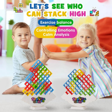 Montessori Balans Tetris Torn – Pedagogiskt Balansspel, BPA-Fritt, 3+ År