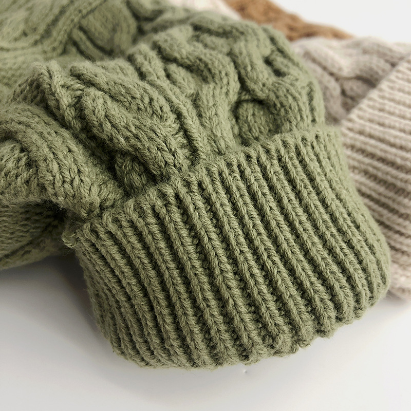 Stickad Tröja med Flätmönster – Pyong Unisex, Brun/Grön/Beige, Bomull, Storlek 0–6 år