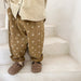 Baggybyxa med Tryck – Mila Bloomers Unisex, Brun/Beige, Bomull, Linne, Storlek 0–6 år