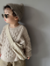 Stickad Tröja med Flätmönster – Pyong Unisex, Brun/Grön/Beige, Bomull, Storlek 0–6 år