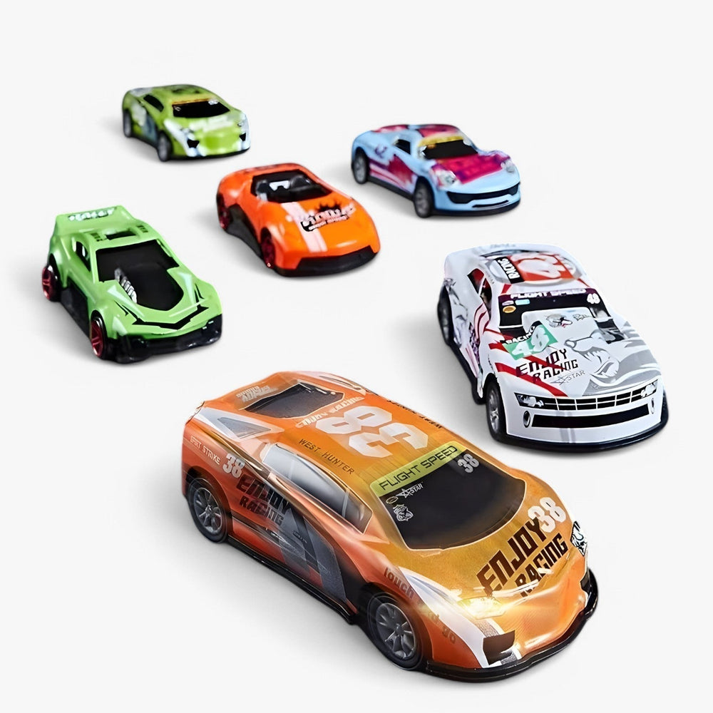 Leksaksbiltransport med 6 racerbilar – lastfunktion, utan batterier | lastbil
