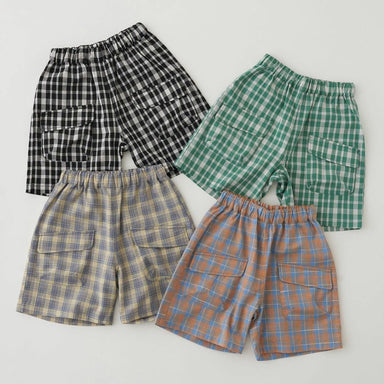 Shorts – PlaidyPlay Unisex, Grön/Svart/Orange/Gul, Bomull, Storlek 0–6 år