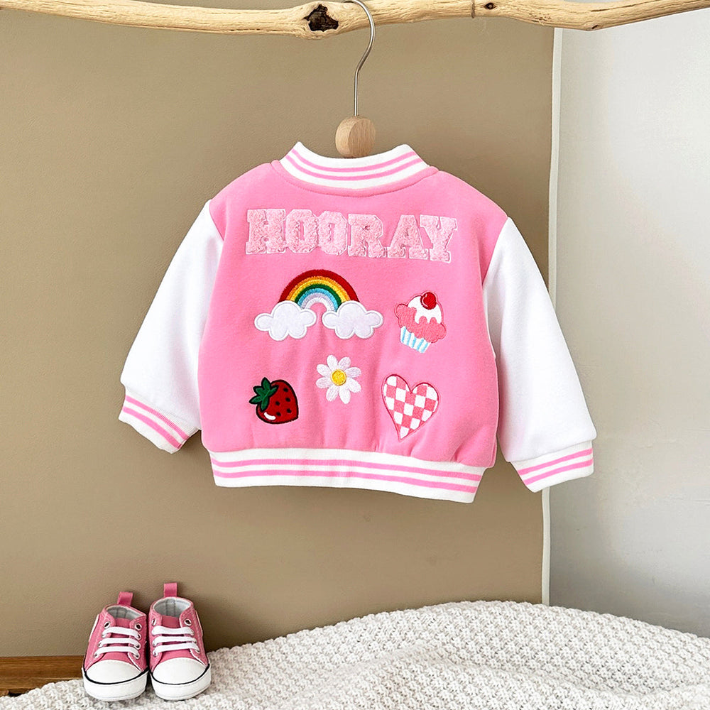 Baseballjacka – Asmara Unisex, Blå/Rosa, Bomull, Storlek 0–3 år