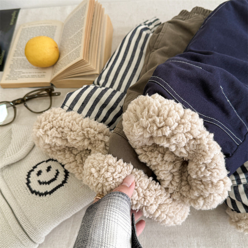 Byxa med Fleecefoder – Little Explorer Unisex, Blå/Grön/Randig, Bomull, Storlek 0–6 år