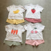 Frubino Frukt & Grönt Set – Sommarklädeset Baby/Småbarn/Barn 0–9 år – T-shirt + Rutiga Shorts – 100 % Bomull – Unisex – Fruktmotiv