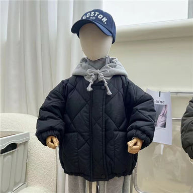 Vadderad hoodiejacka – CozyShield Unisex, Blå/Grön, Bomull, 0–6 år