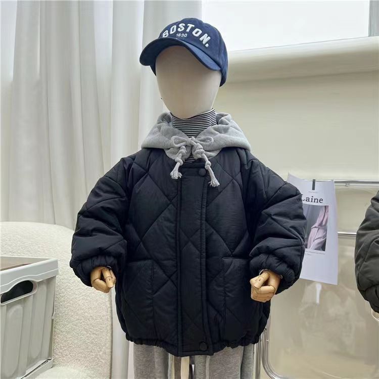 Vadderad hoodiejacka – CozyShield Unisex, Blå/Grön, Bomull, 0–6 år