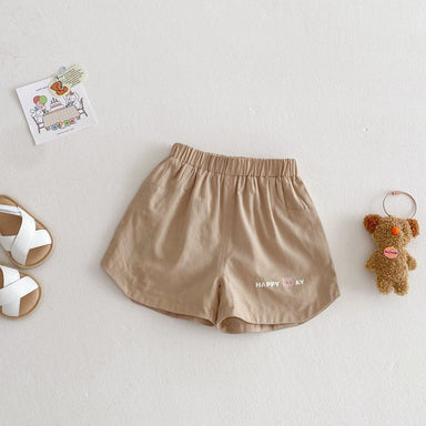 Kortbyxa med Björn – Lino Shorts Unisex, Brun/Grön/Beige/Blå, Bomull, Storlek 0–5 år
