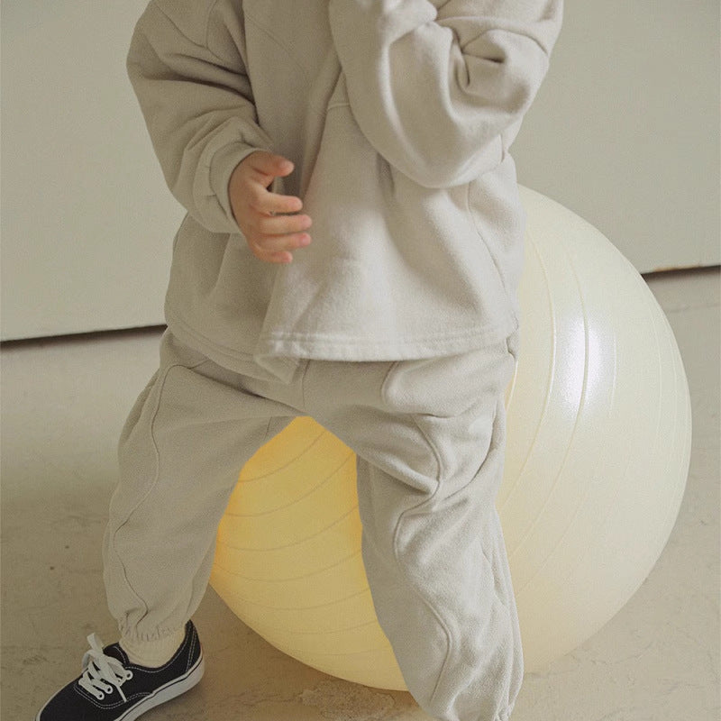 Träningsdräkt – UrbanComfy Unisex, Grå/Beige, Bomull, Storlek 0–6 år