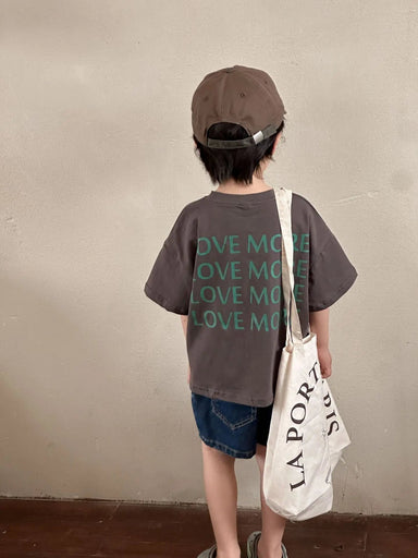 Oversized T-shirt – CozyLove Unisex, Grå/Beige, Bomull, Storlek 0–8 år