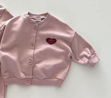 Babykofta med Hjärtan – Mjuk Cardigan med Knäppning – Unisex Barnkläder (6m–3år)