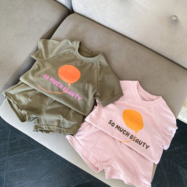 SunPop Sommarset för barn – Unisex tröja och shorts med soltryck | Bonbini Kids | Storlek 0–9 år