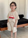 T-shirt och Shorts Sommarset – VroomVibes Unisex, Blå/Beige, Bomull, Storlek 0–8 år
