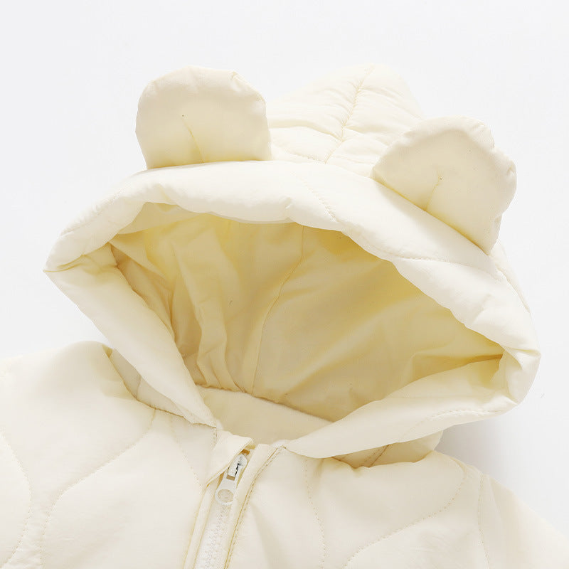 Onesie med Björnöron – Accra Unisex, Beige/Grön/Kaffe, Bomull, Storlek 6–18 månader