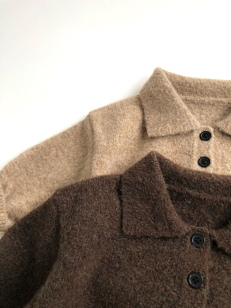 Pikétröja – Moga Unisex, Beige/Brun, Bomull, Ull, Storlek 1–7 år