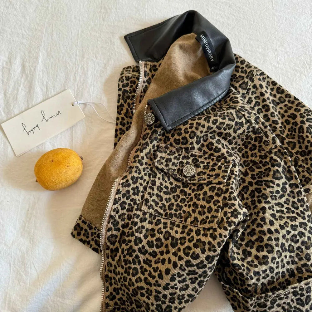 NAROO Leopard Barnjacka – Leopardmönstrad Jacka Unisex Bomull (0–8 år)