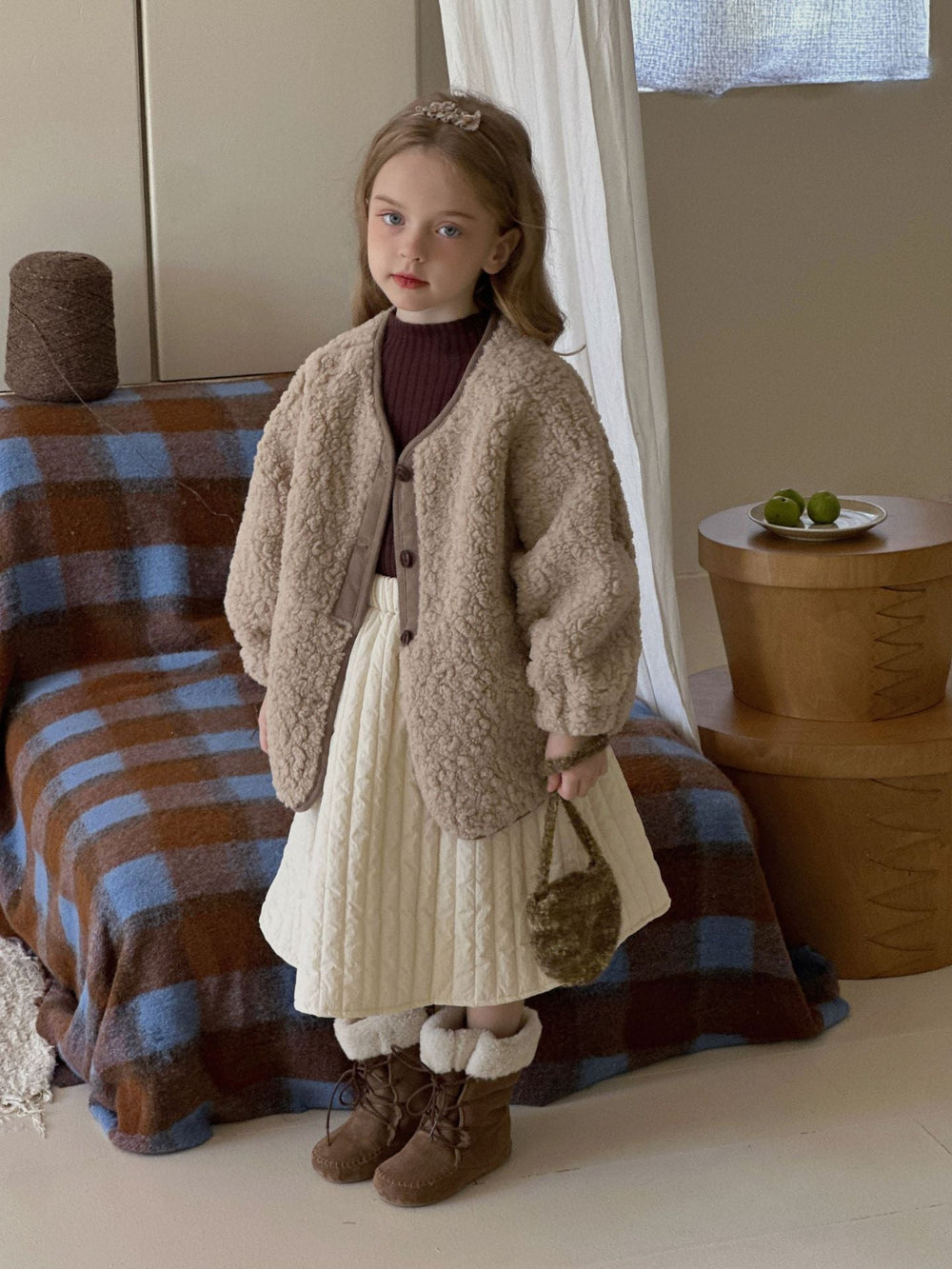 Teddyjacka – Noa Teddy Västdesign Flickor, Beige, Bomull, Storlek 2–7 år