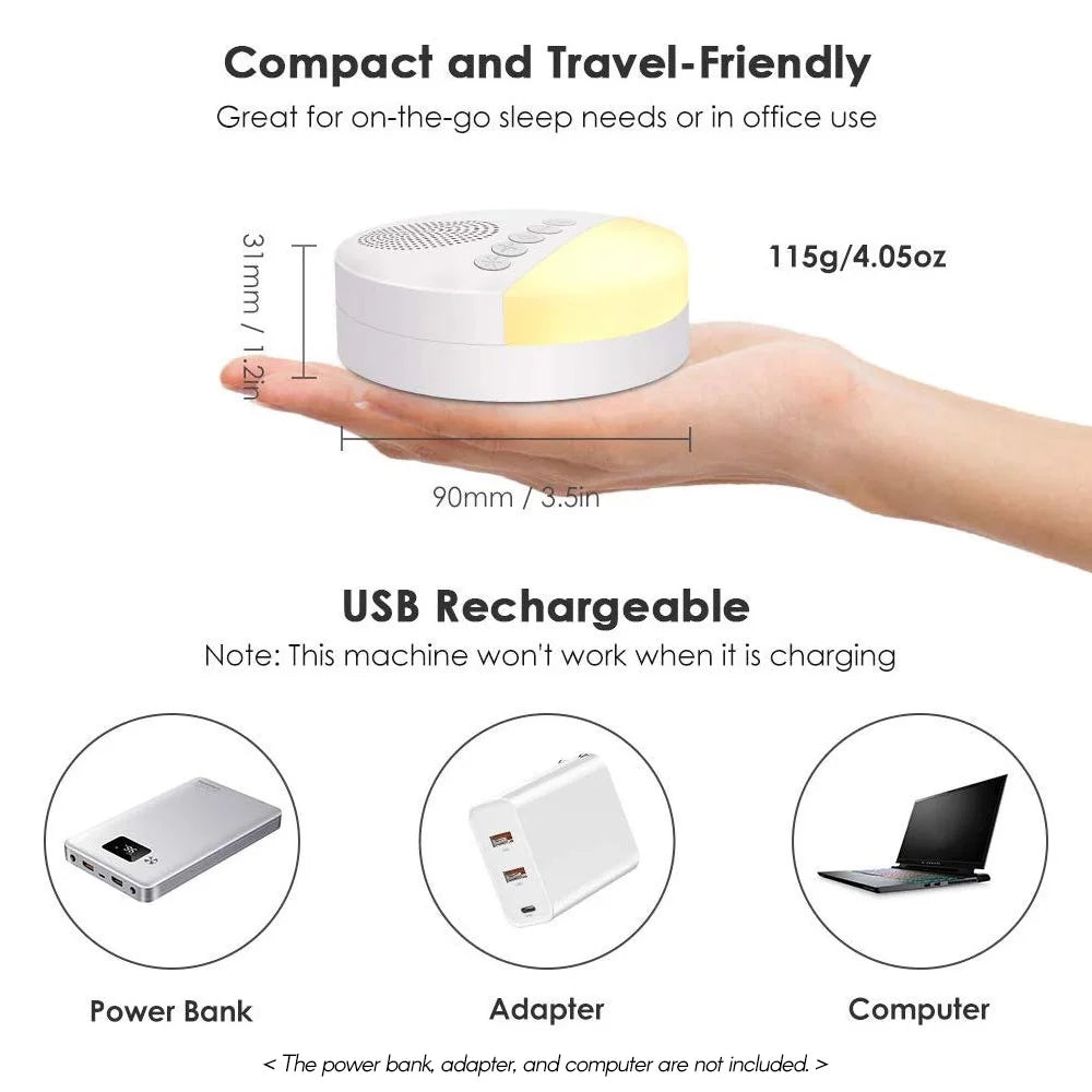 Baby White Noise Maskin – USB Sovmaskin med Nattlampa & Timer