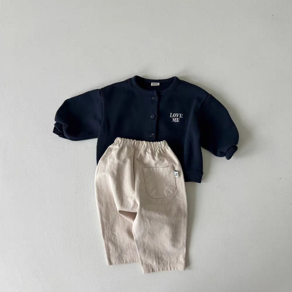 Väst med Love Me broderi – Tender Flickor, Blå/Beige, Bomull, Storlek 0–6 år