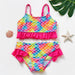 Flickor Tankini Baddräkt Sjöjungfruprint – Sommarstrandkläder | 3-12 år