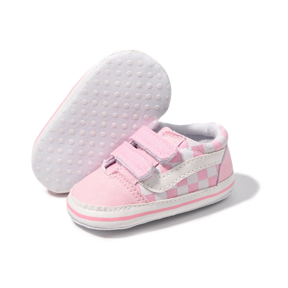 TinySteps Checker Babysneakers 0–1,5 år – Första Skor Halkfria | Kardborreband | Rutig Canvas