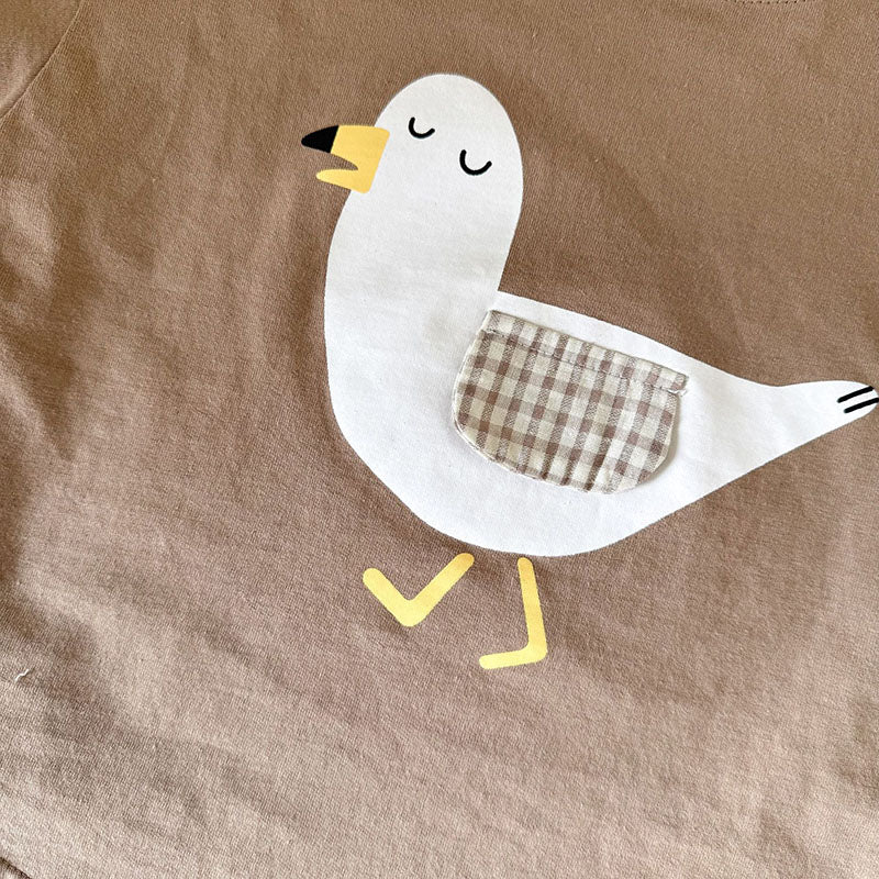 3D T-shirt med haj och mås – Baby, Småbarn, Förskolebarn, Barn, Blå/Brun, Bomull, Storlek 0–8 år