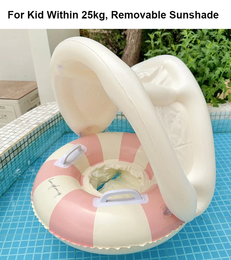 Baby Simring med Soltak – Uppblåsbar Float | Upp till 25kg