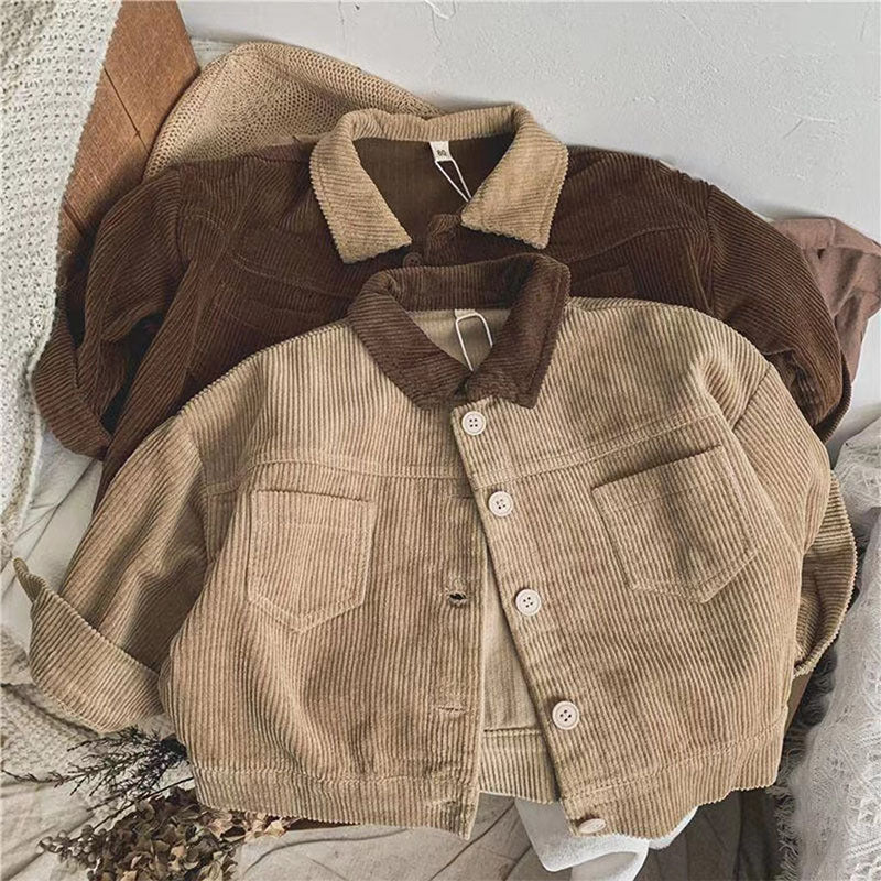 VintageCord Barn Corduroyjacka | Corduroyjacka Unisex | 9 Månader – 3 År | Varm Höstlook med Mjuk Krage