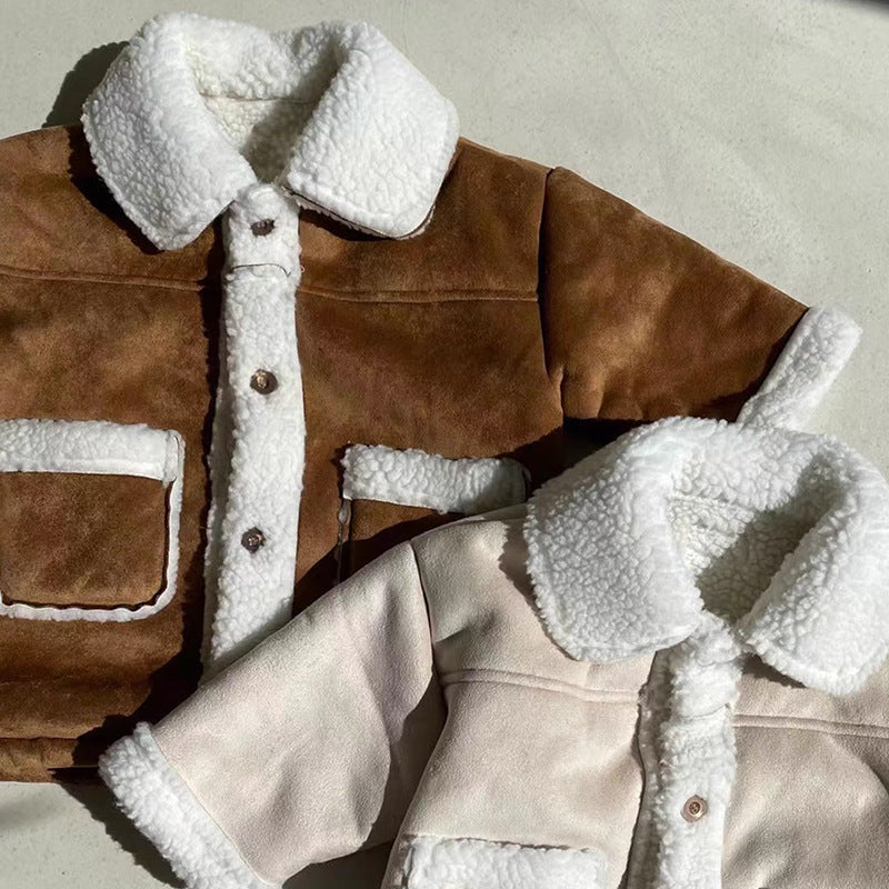 Teddy Sherpa Jacka – Unisex, Brun/Vit, Mocka, Storlek 0–6 år