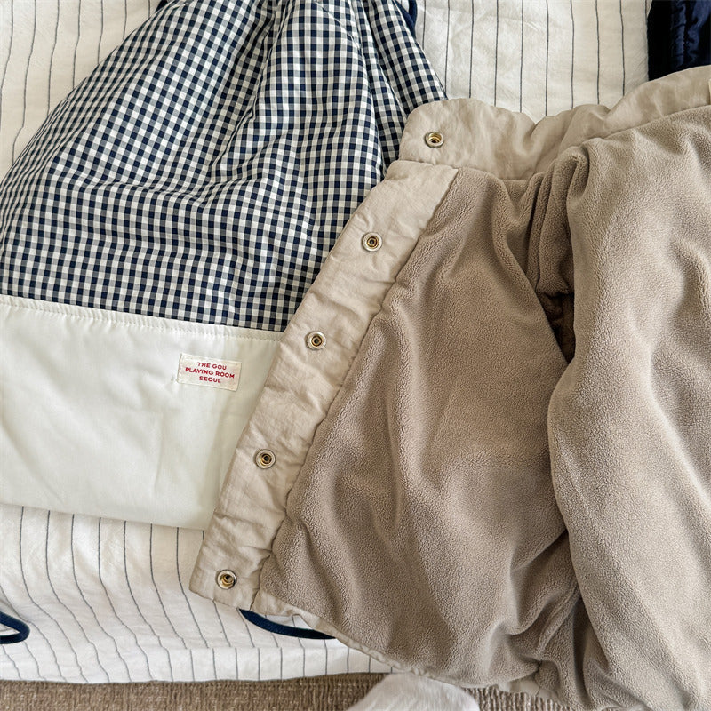 Bodywarmer – Little Voyager Unisex, Blå/Beige, Bomull, Storlek 0–6 år