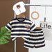 Sommar Randigt Klädset T-shirt + Shorts Jogging – Baby Småbarn Förskolebarn Doggo Days, Brun/Svart, Bomull, Storlek 0–5 år