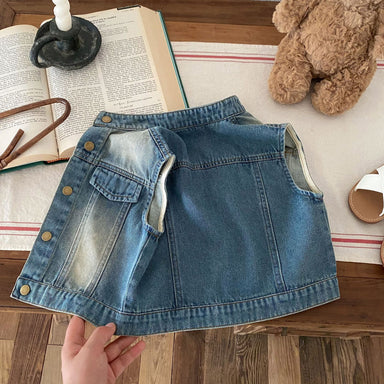 Jeansväst med vintage-tvätt – Denim Rebel Unisex, Blå, Bomull, Denim, Storlek 0–6 år