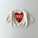 Sweatshirt med Tryck – Paris L’Amour Unisex, Grå/Vit, Bomull, Storlek 0–6 år