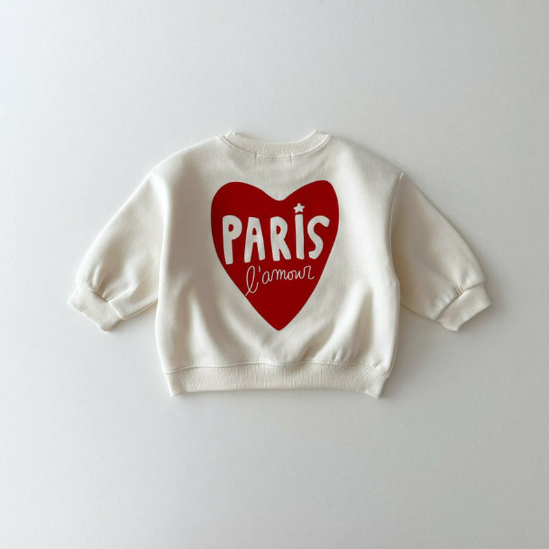 Sweatshirt med Tryck – Paris L’Amour Unisex, Grå/Vit, Bomull, Storlek 0–6 år