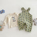Hängselbyxa med Stjärnor – Stjärnfångare Unisex, Beige/Grön, Bomull, Storlek 0–5 år