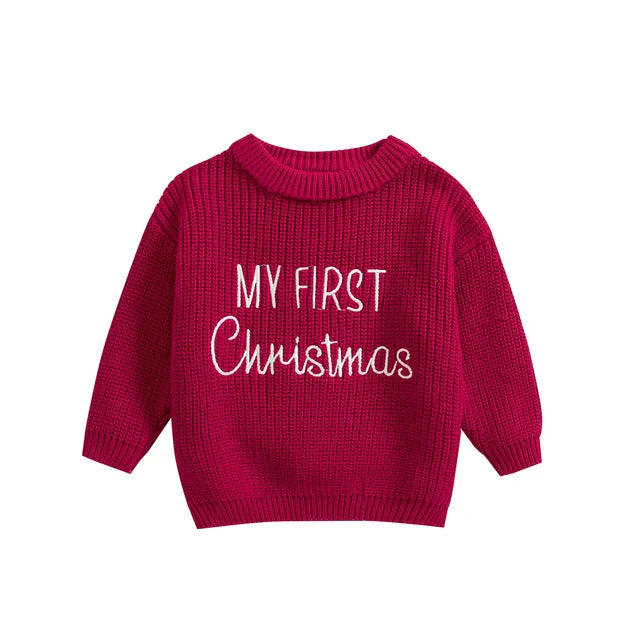 Jultröja – Min Första Jul Unisex, Grön/Röd/Khaki/Vit, Bomull, Storlek 0–2 år
