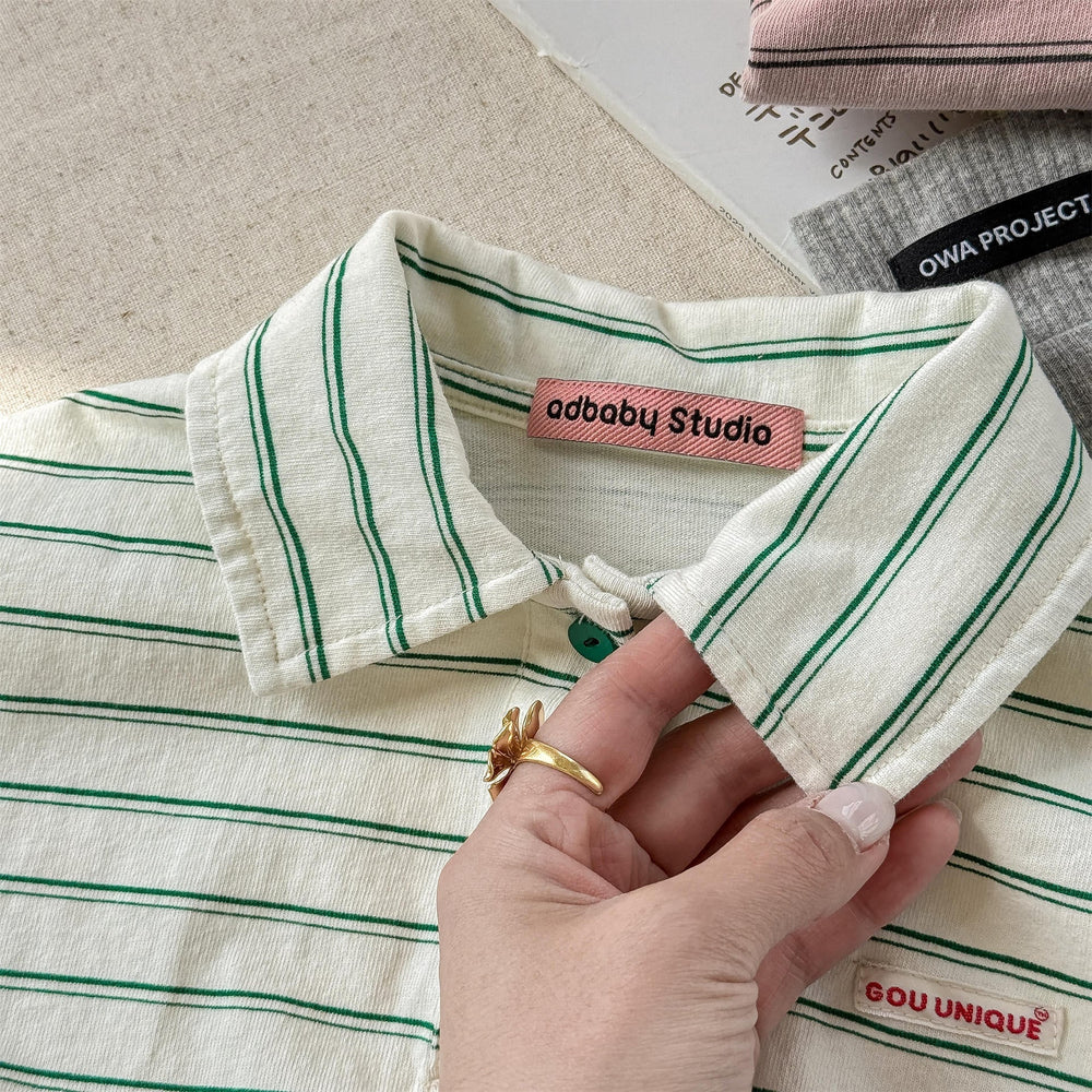 OWA Polo Stripe Unisex Barntröja 0–6 år | Randig pikétröja – Bomull