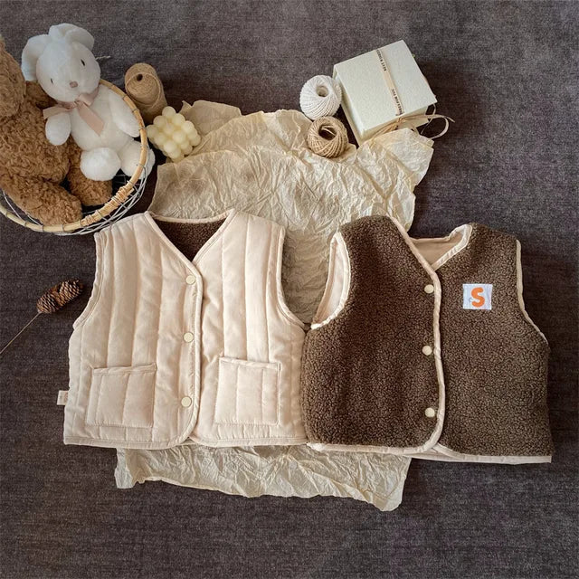 Väst med Ull – Gaborone Unisex, Rosa/Brun/Beige, Bomull, Storlek 0–6 år