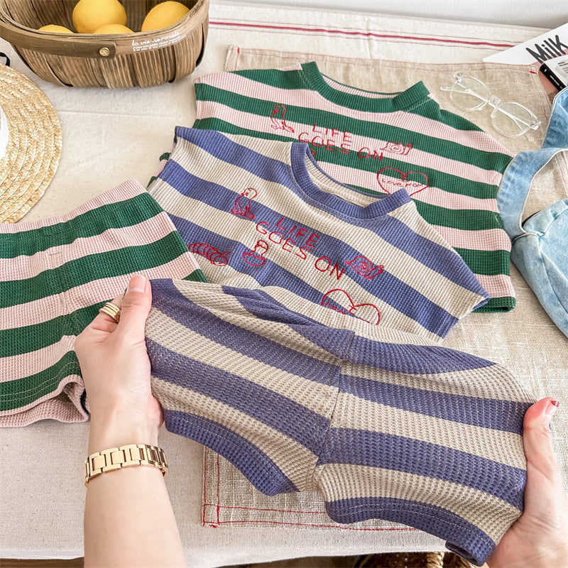 Ribb Sommarset – Little Waves Unisex, Blå/Grön, Bomull, 0–6 år