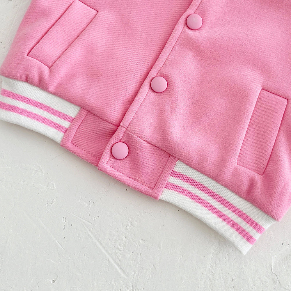 Baseballjacka – Asmara Unisex, Blå/Rosa, Bomull, Storlek 0–3 år